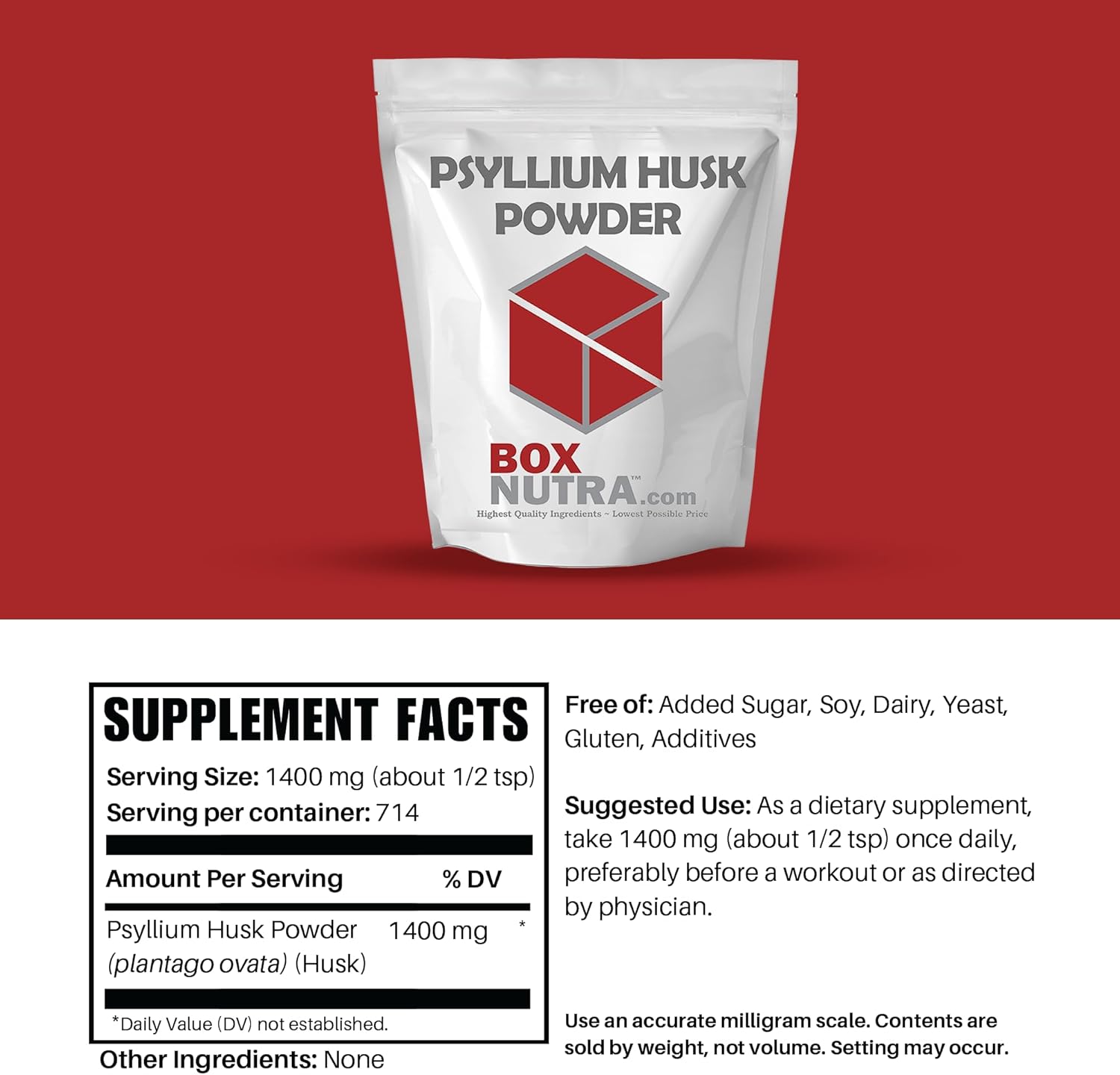 Psyllium Husk Powder 1kg - Bulk-Forming Laxative for Regular Bowel Movements & Improved Digestion