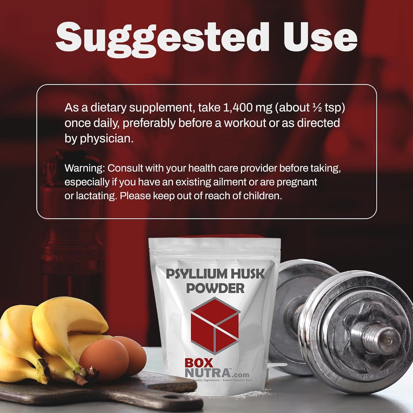 Psyllium Husk Powder 1kg - Bulk-Forming Laxative for Regular Bowel Movements & Improved Digestion