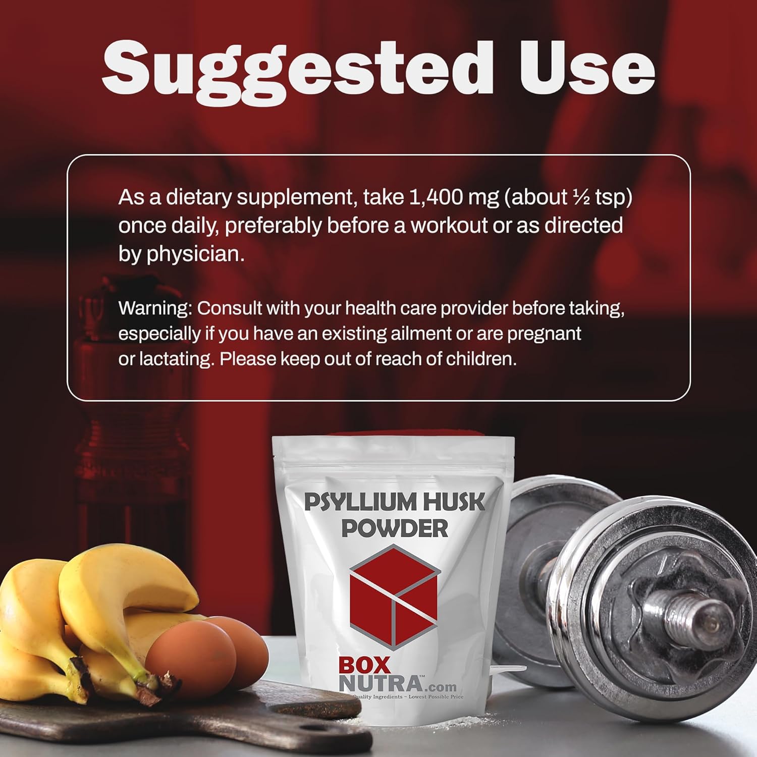 Psyllium Husk Powder 1kg - Bulk-Forming Laxative for Regular Bowel Movements & Improved Digestion