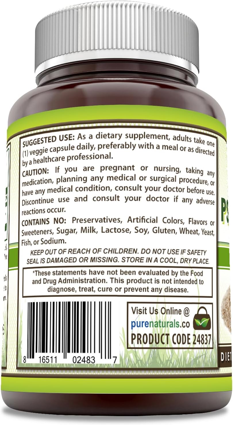 Psyllium Husk Supplement 750mg - Veggie Capsules - Non-GMO & Gluten-Free - Made in USA - 120 Count