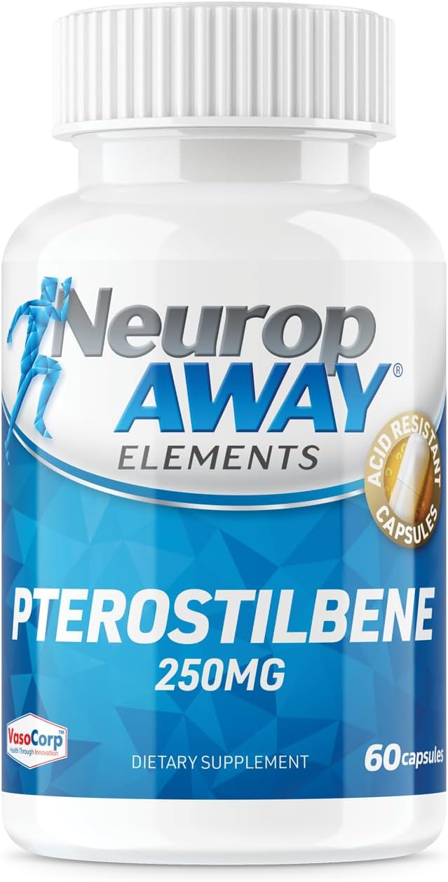 Pterostilbene Neuro Support Supplement - 60 Acid Resistant Capsules - NeuropAWAY Formula