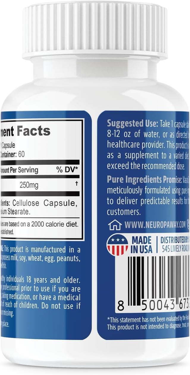 Pterostilbene Neuro Support Supplement - 60 Acid Resistant Capsules - NeuropAWAY Formula