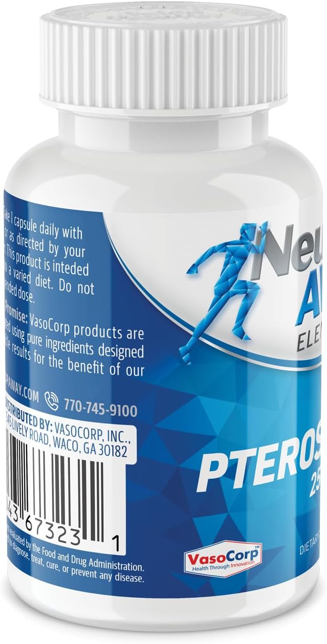Pterostilbene Neuro Support Supplement - 60 Acid Resistant Capsules - NeuropAWAY Formula