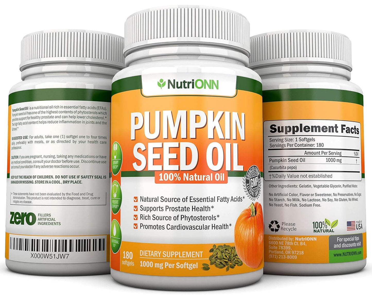 Pumpkin Seed Oil & Lycopene Softgels Combo for Prostate & Urinary Health - NutriONN Support