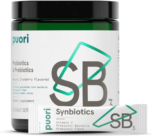 Puori Probiotics & Prebiotics Supplement - 13 Billion CFU, 30 Servings - Immune & Digestive Support - Fiber 4g, Vitamin C 200mg - SB3 Bifidobacterium, Lactobacillus Fermentum