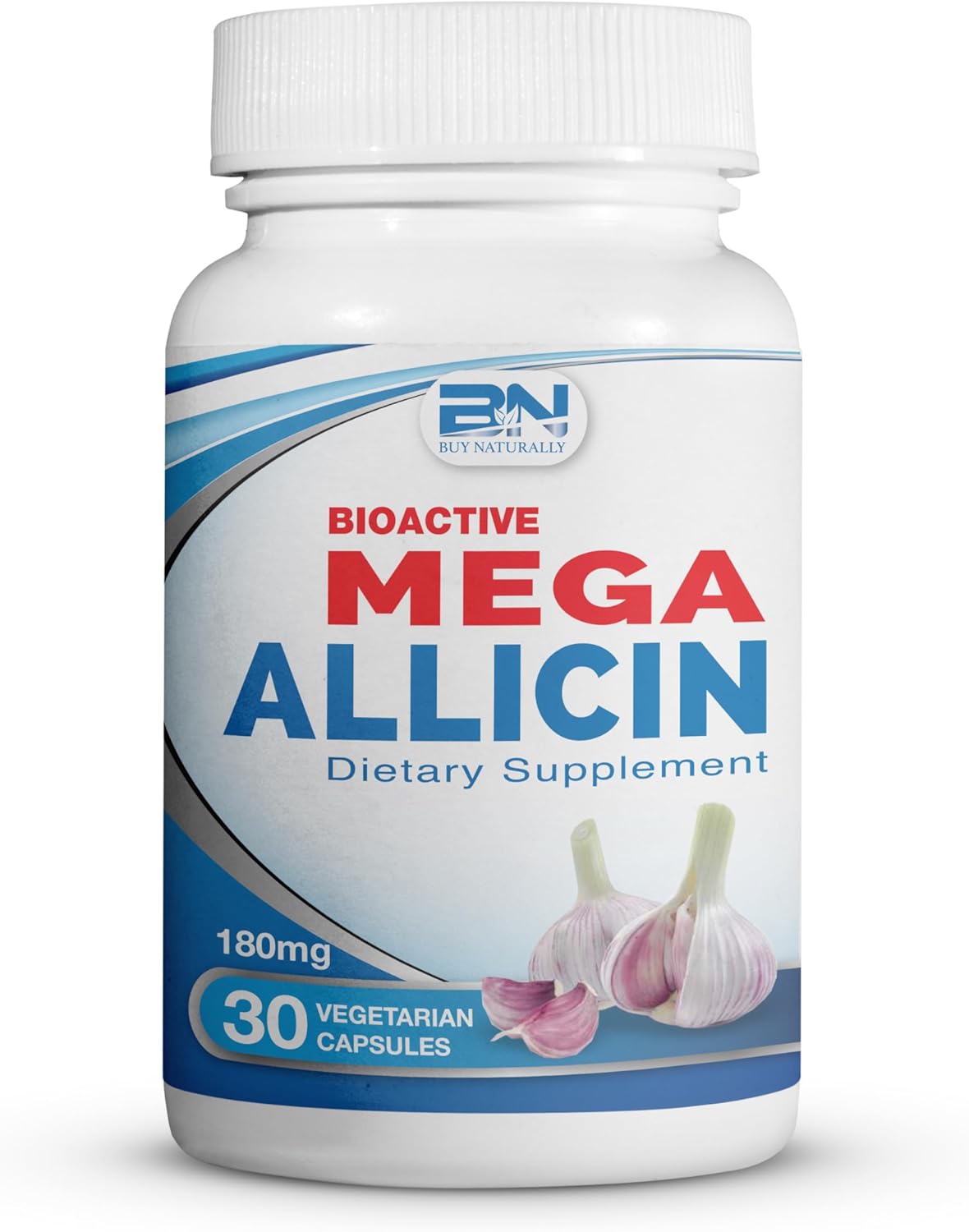 Purchase Mega Allicin Odor-Controlled Capsules - 180,000mcg of Pure Allicin from Garlic - Non-GMO and Gluten-Free - 30 Vegetarian Capsules
