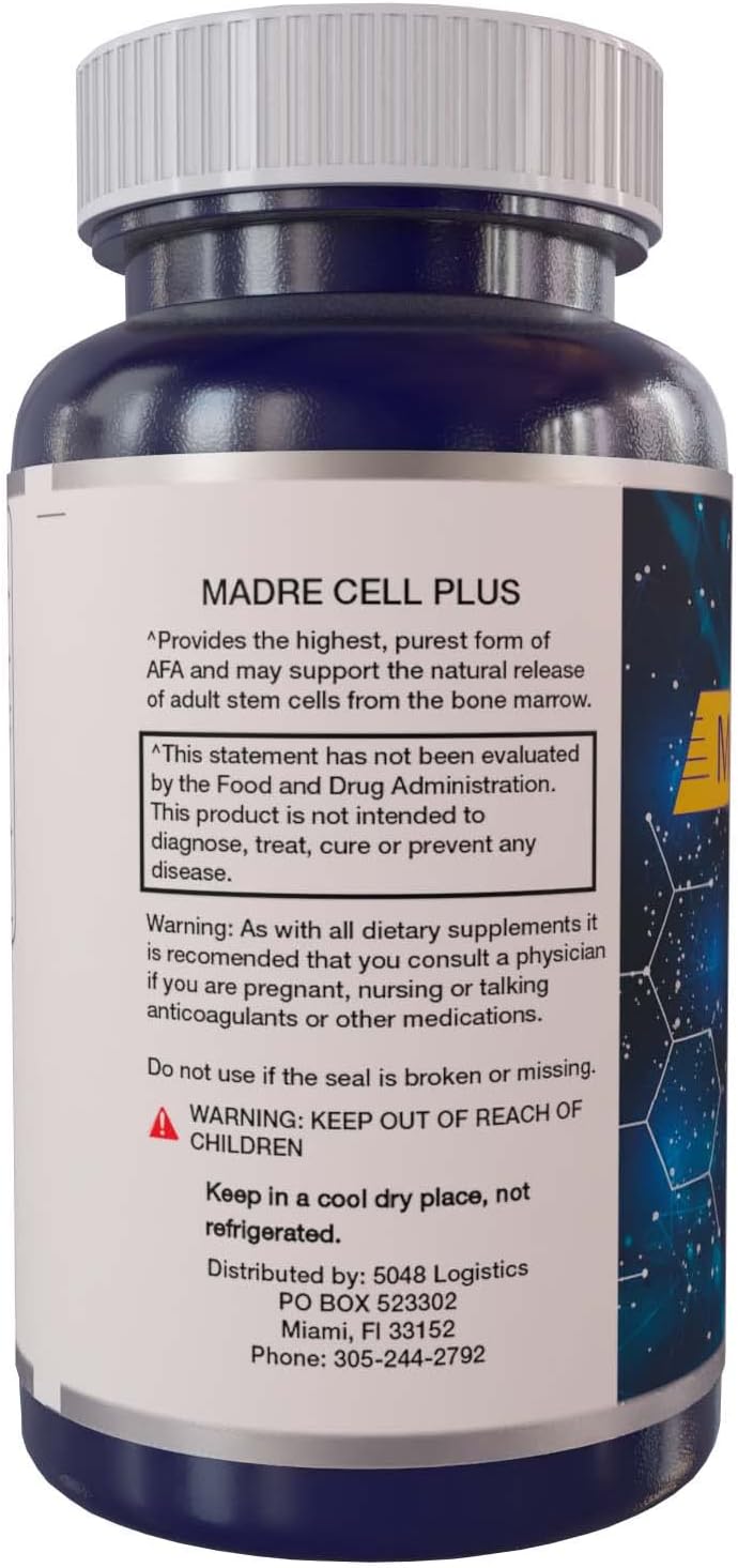 Pure AFA Stem Cell Supplement - Gluten Free Blue Green Algae Capsules - 60 Count