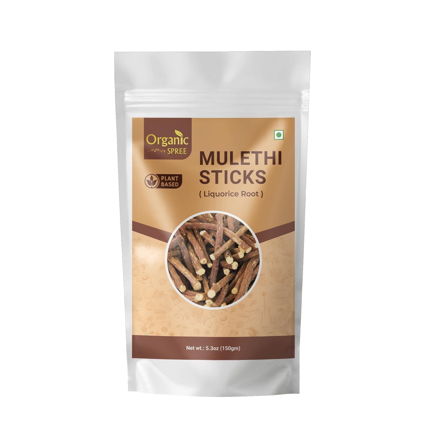 Pure and Natural Organic Spree Licorice Mulethi Sticks 5.3oz (150gm) - Yashtimadhu Jethimadh