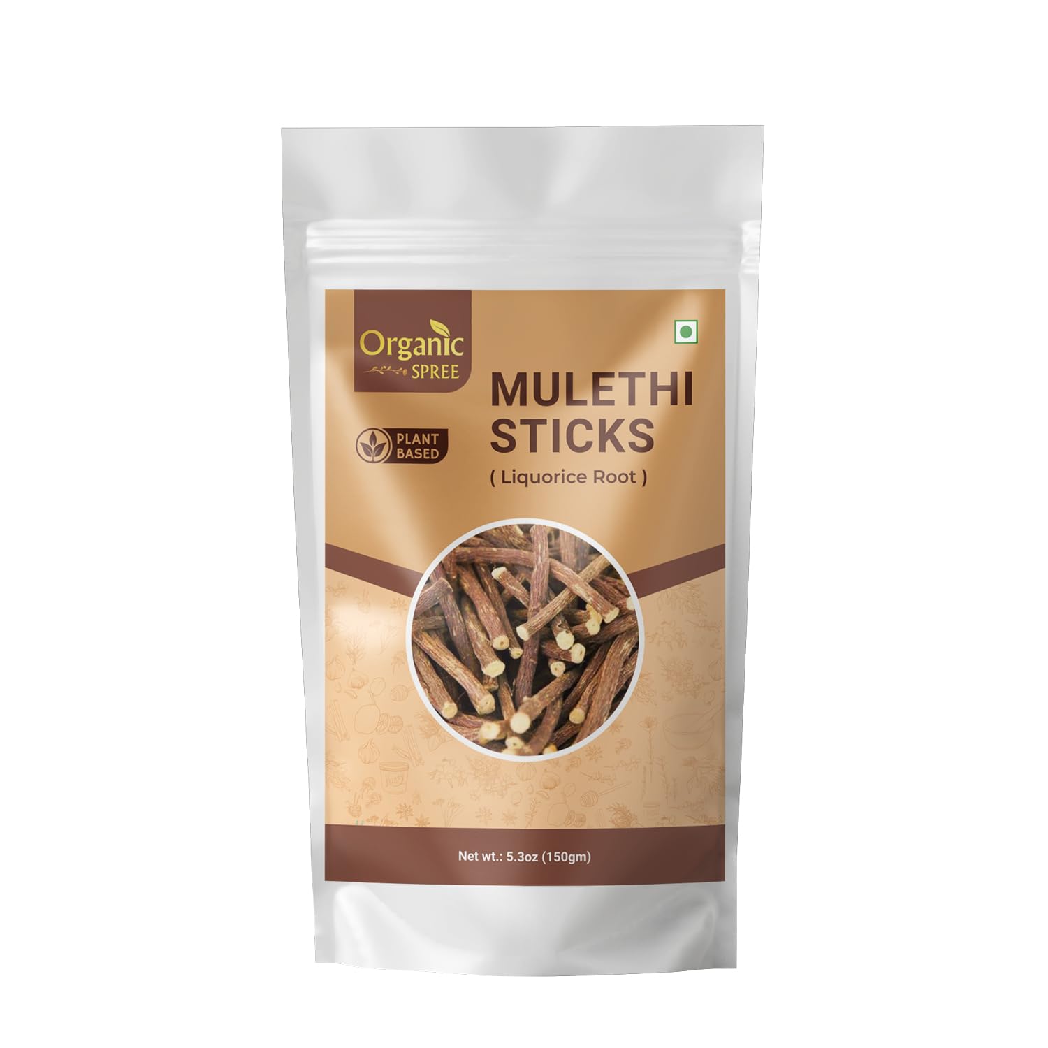Pure and Natural Organic Spree Licorice Mulethi Sticks 5.3oz (150gm) - Yashtimadhu Jethimadh