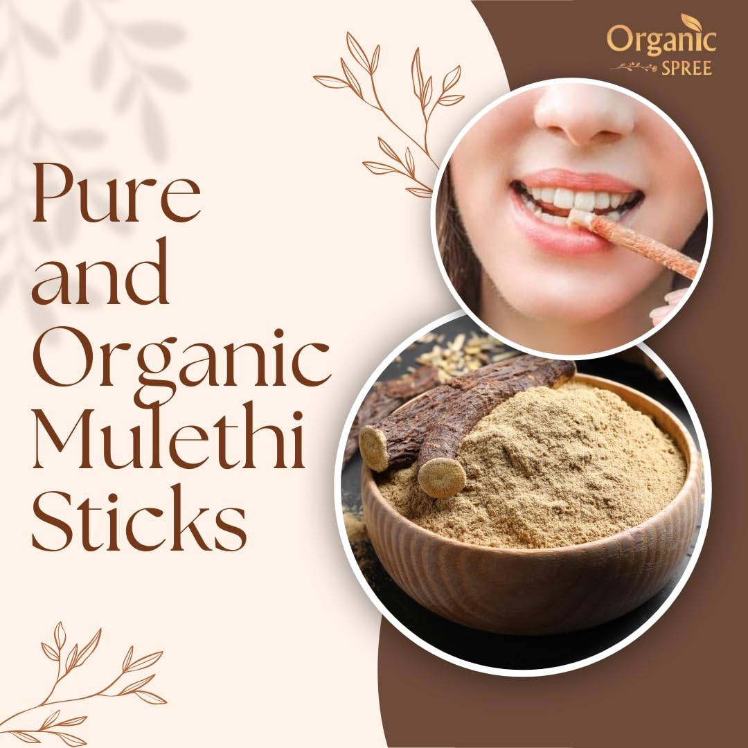 Pure and Natural Organic Spree Licorice Mulethi Sticks 5.3oz (150gm) - Yashtimadhu Jethimadh