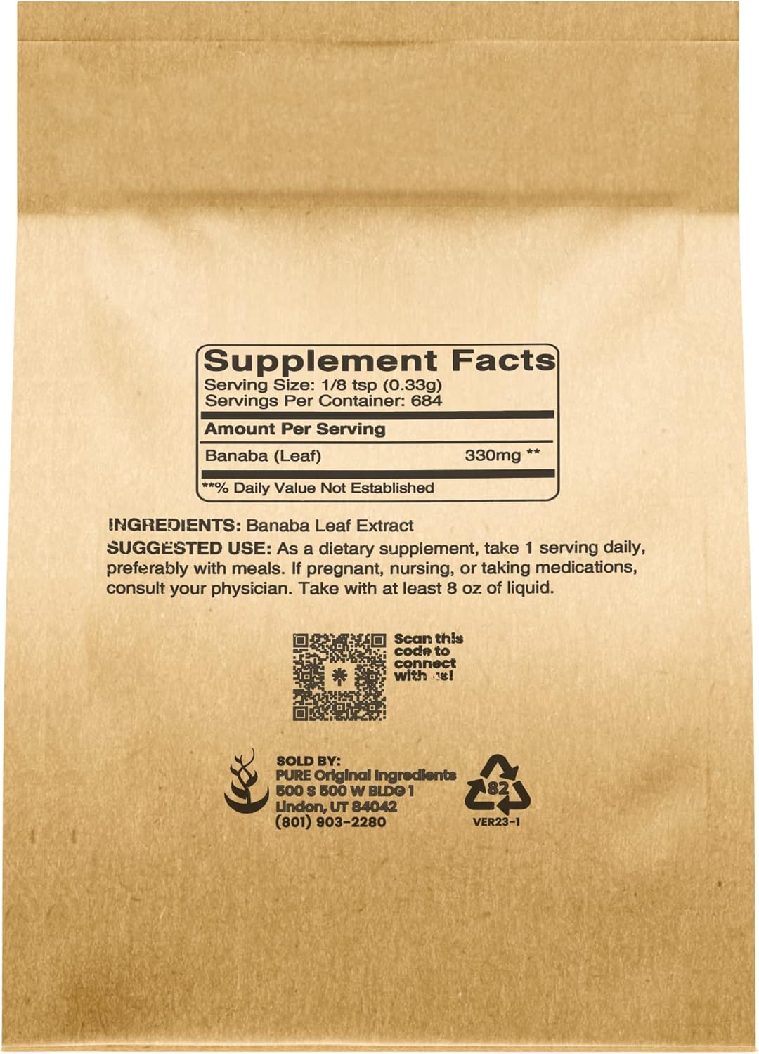 Pure Banaba Leaf Powder - 8 oz - Original Ingredients, No Fillers or Additives - Non GMO - Always Pure