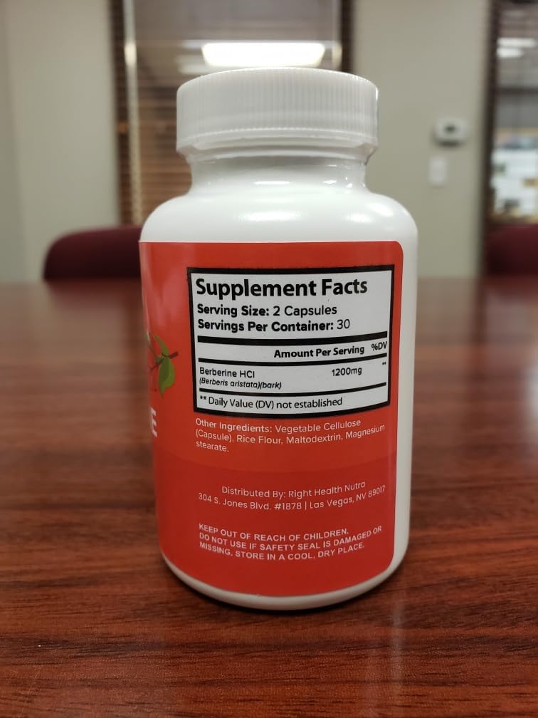 Pure Berberine Capsules - 1200mg - 60 Vegan Capsules - Immune Support & Microbiome Balance - Natural Antioxidant Formula