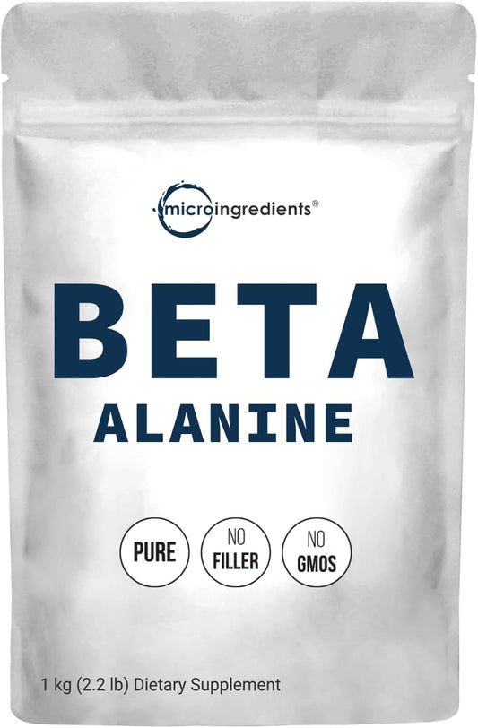 Pure Beta Alanine Powder Supplement - 2.2 Pounds (500 Days Supply) - Amino Energy Pre Workout - Unflavored, Non-GMO, Vegan - Filler Free