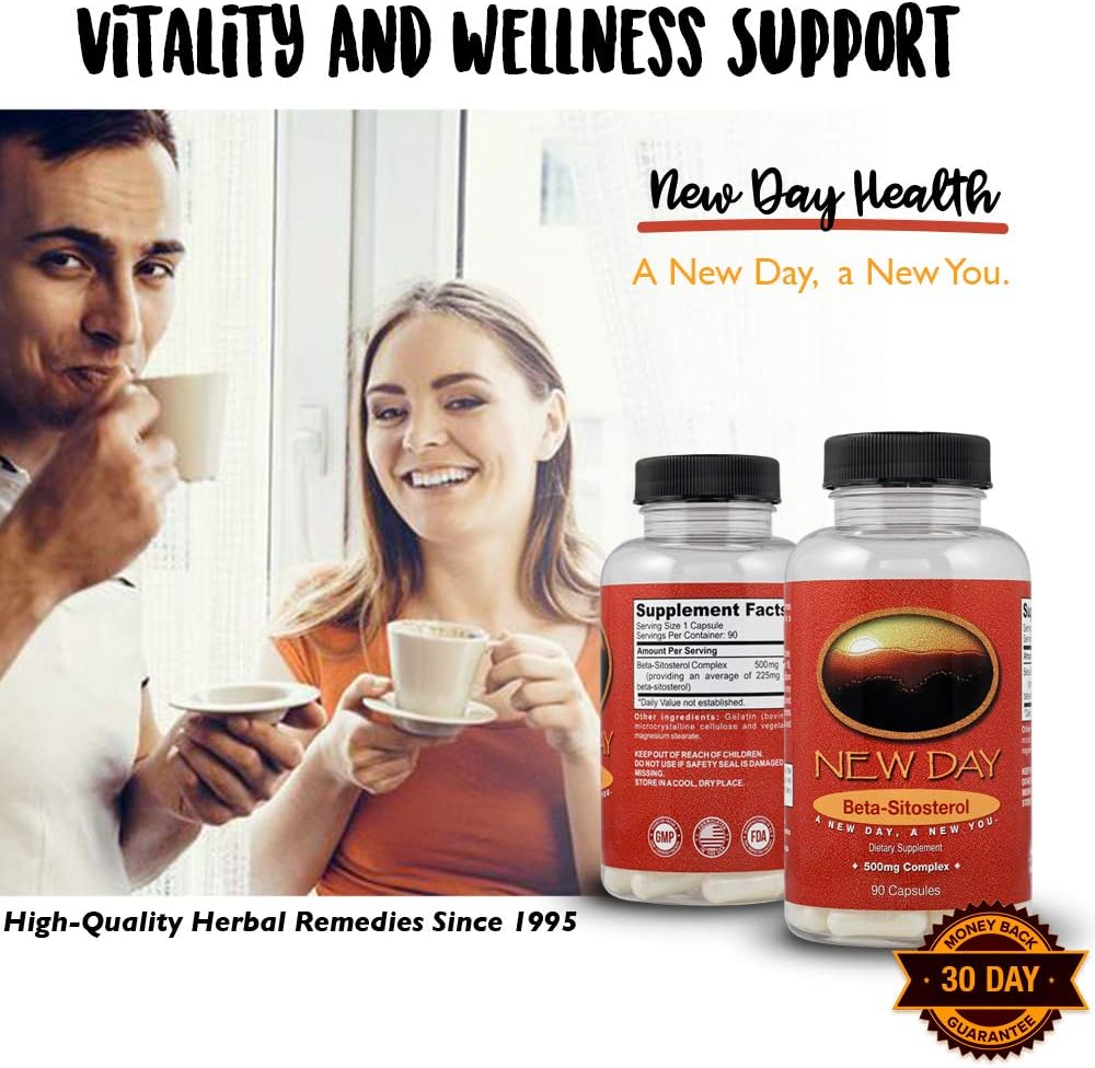 Pure Beta Sitosterol Natural Supplement for Urinary Tract Health - 90 Tablets, 500mg Complex by New Day Health