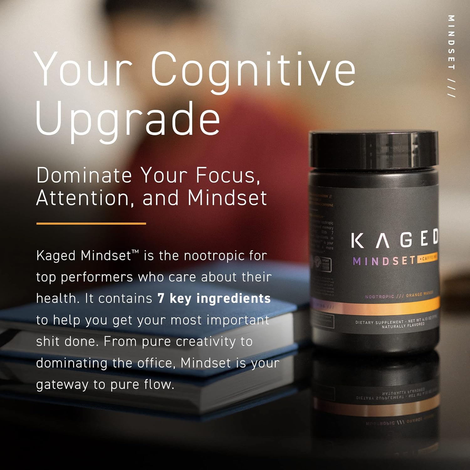 Pure Caffeine Nootropic Formula for Mindset, Focus, and Productivity - Enhances Memory, Mood, Clarity - 30 Servings