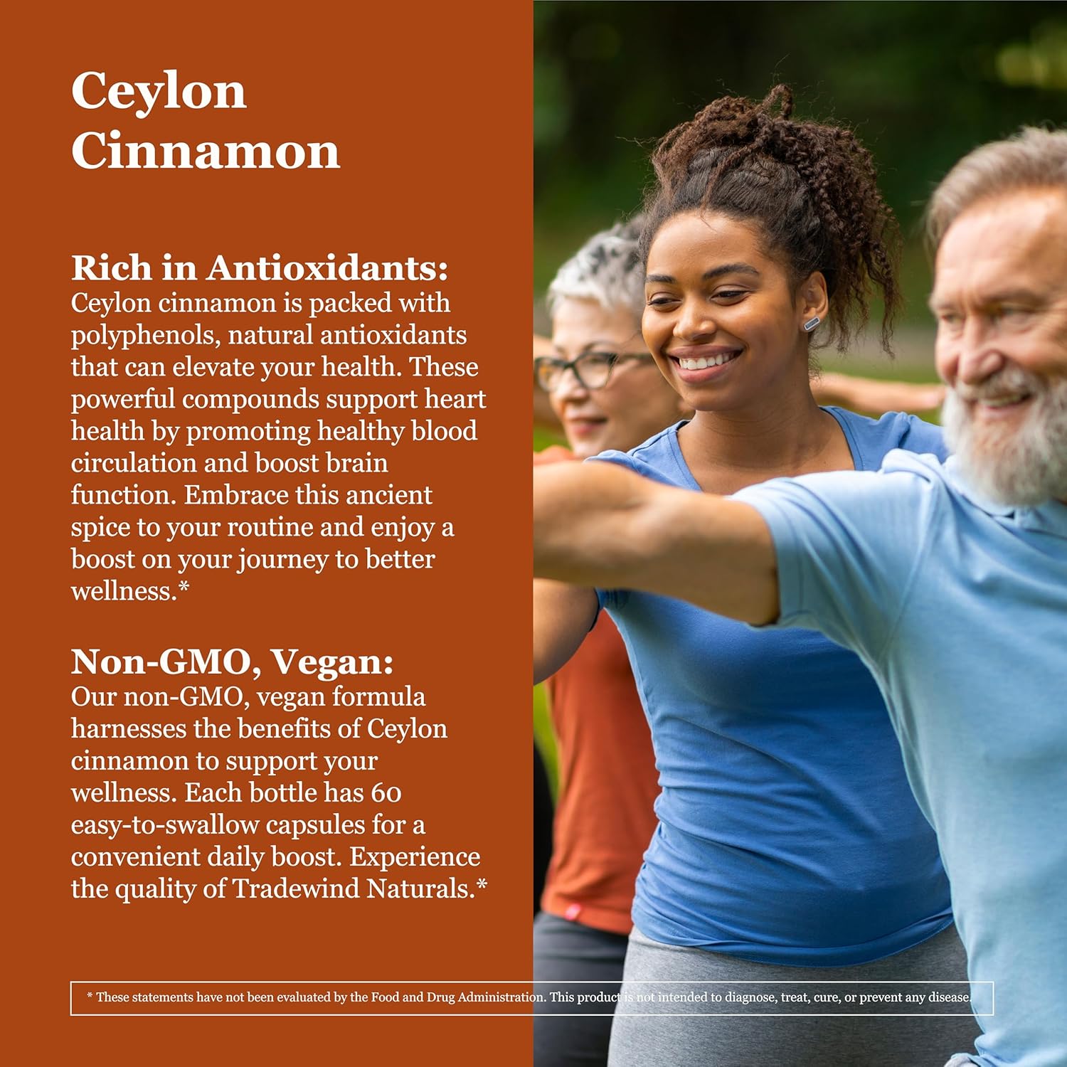 Pure Ceylon Cinnamon Capsules 1200mg - Vegan & Non-GMO - Antioxidant-Rich Supplement for Heart & Brain - 60 Veg Caps