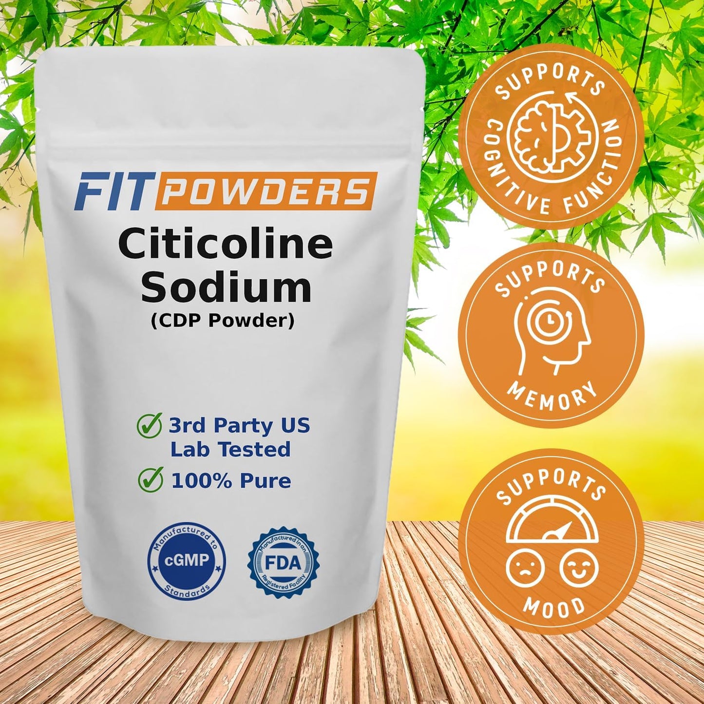Pure Citicoline Powder for Memory & Learning - 100% CDP Choline, Non-GMO Cognitive Supplement (25g)
