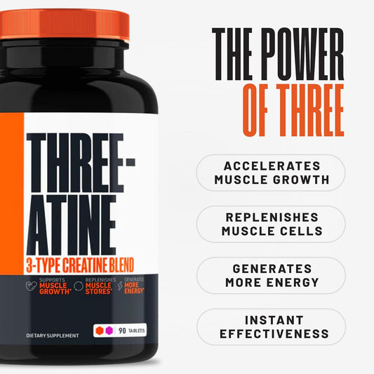 Pure Creatine Monohydrate Pills for Muscle Growth, 5g 3X Strength, Pre Workout Mass Gainer for Men and Women, 90 Tablets
