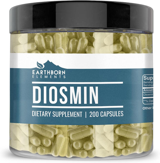 Pure Diosmin by Earthborn Elements - 200 Capsules, No Additives
