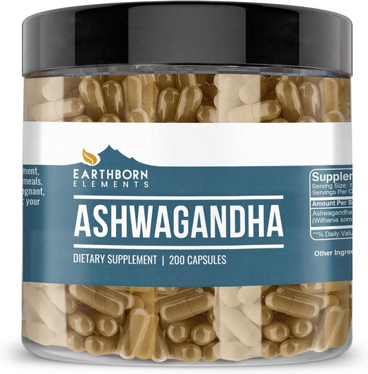 Pure Earthborn Elements Ashwagandha Capsules - 200 Count, No Additives