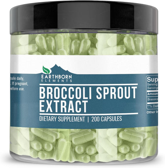 Pure Earthborn Elements Broccoli Extract Capsules - 200 Count, No Additives, Natural & Undiluted