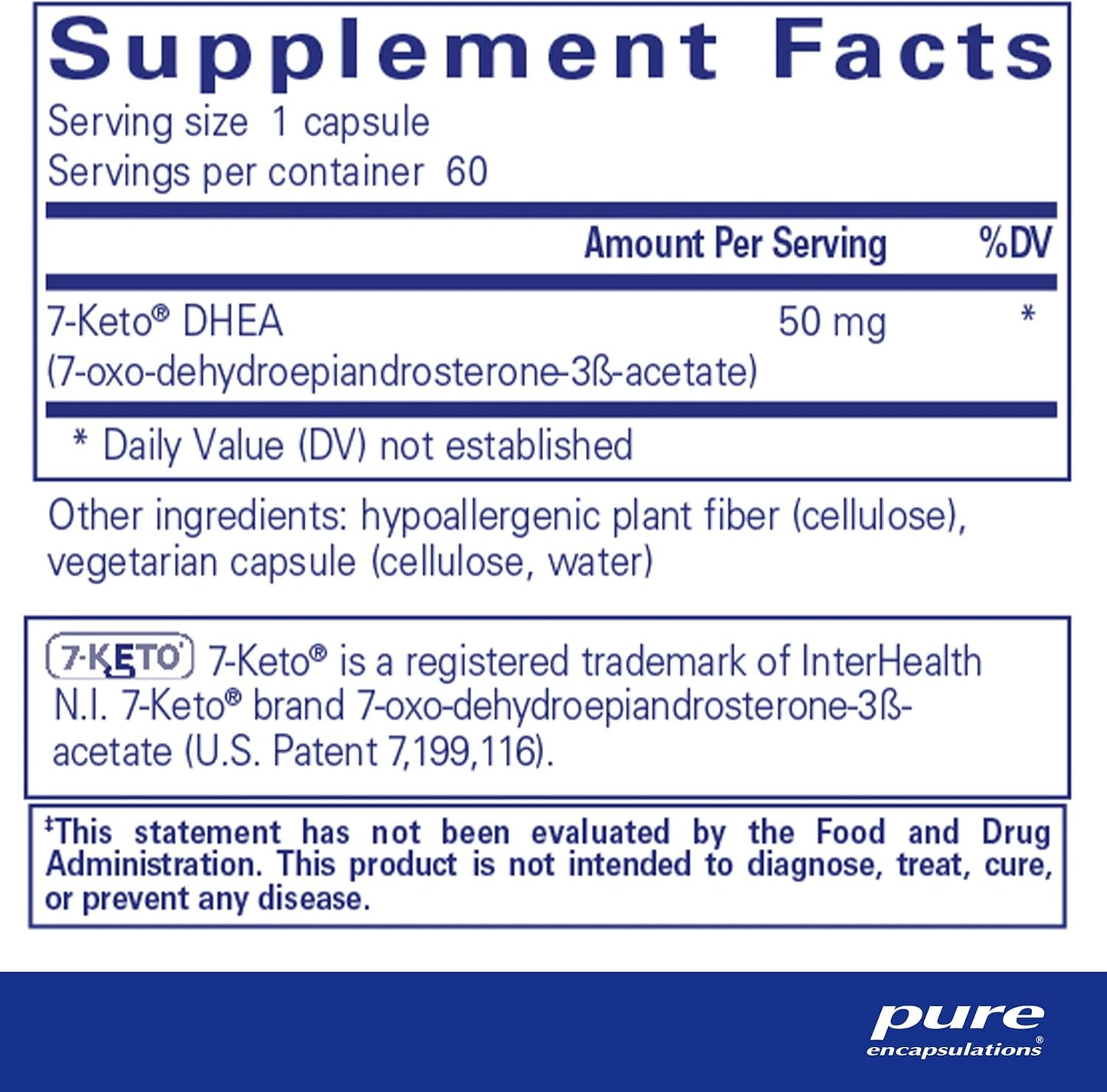 Pure Encapsulations 7-Keto DHEA 50 mg Capsules for Thermogenesis Support and Healthy Body Composition - 60 Count