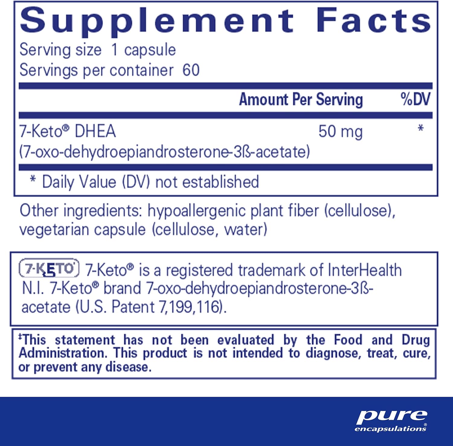 Pure Encapsulations 7-Keto DHEA 50 mg Capsules for Thermogenesis Support and Healthy Body Composition - 60 Count