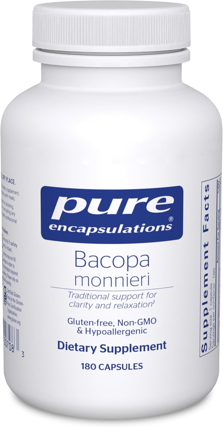 Pure Encapsulations Bacopa Monnieri Capsules - Brain, Memory, Concentration, Stress Support - 180 Count