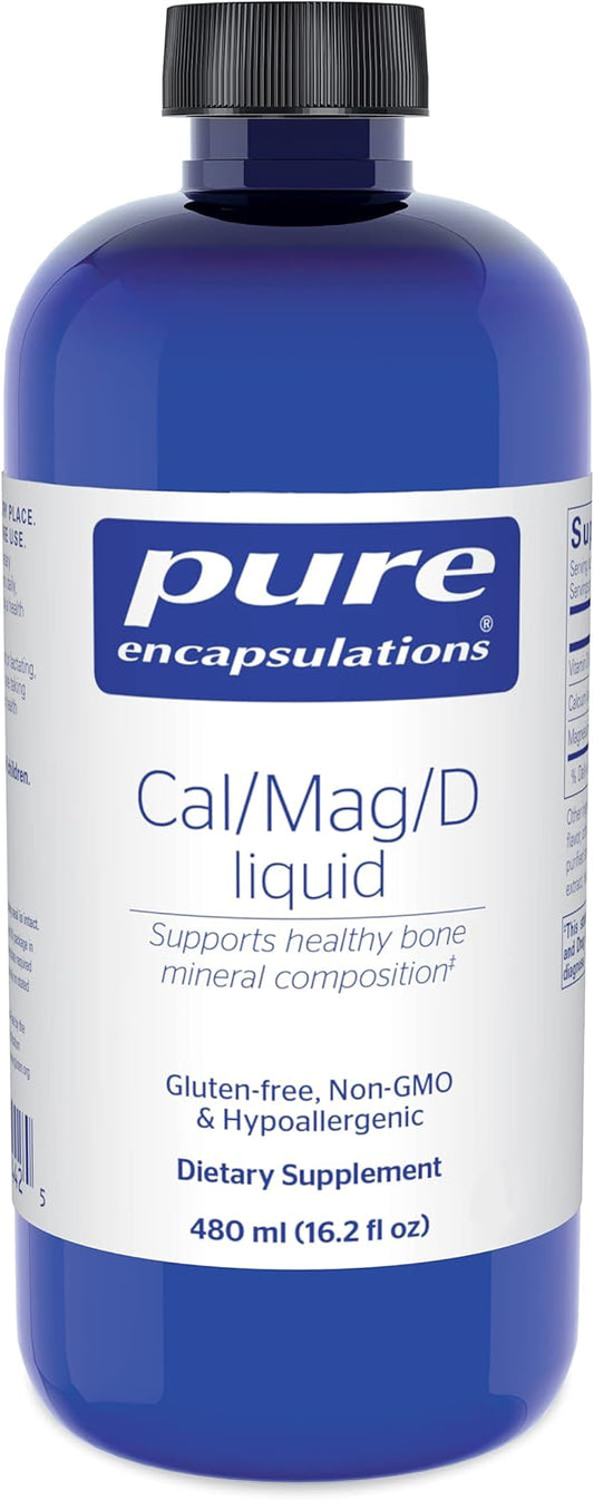 Pure Encapsulations Cal/Mag/D Liquid | Liquid Calcium, Magnesium, and Vitamin D Supplement | 16.2 fl. oz. Bottle