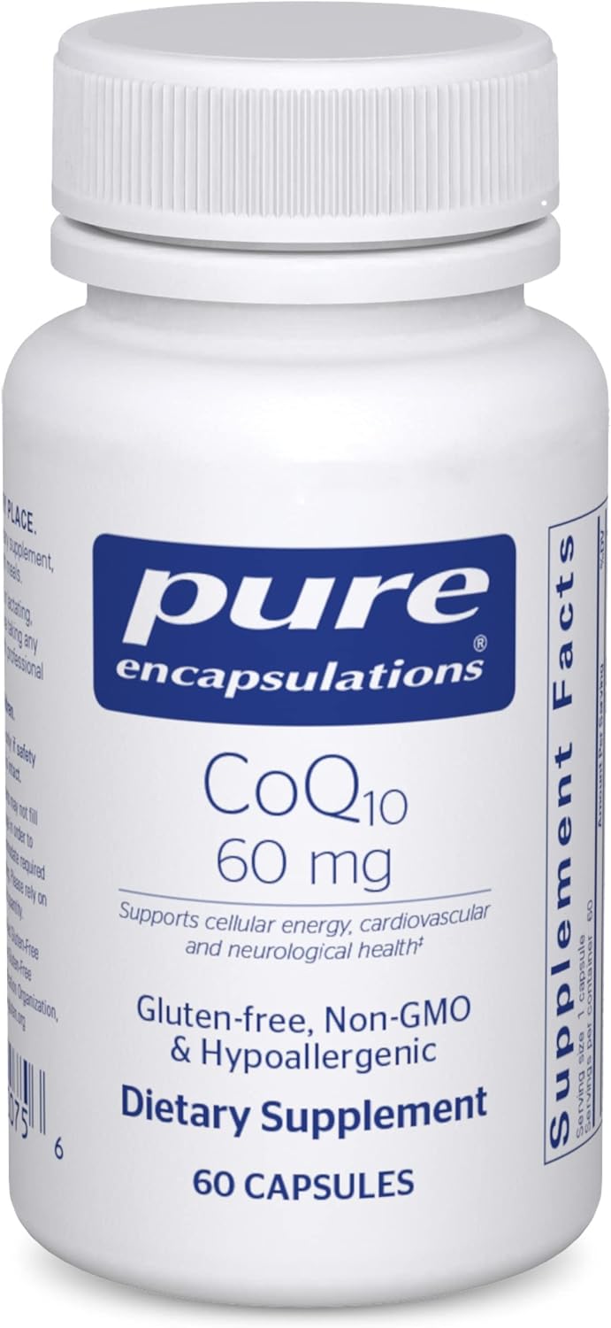 Pure Encapsulations CoQ10 60 mg Capsules for Energy, Antioxidants, Brain Health, Cardio Support - 60 Count