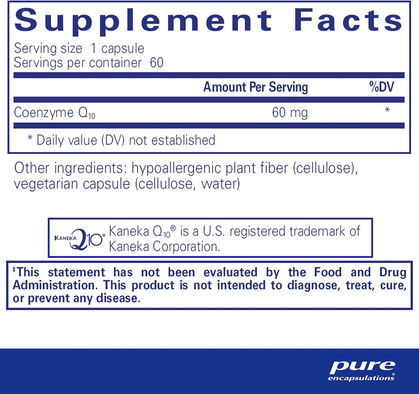 Pure Encapsulations CoQ10 60 mg Capsules for Energy, Antioxidants, Brain Health, Cardio Support - 60 Count