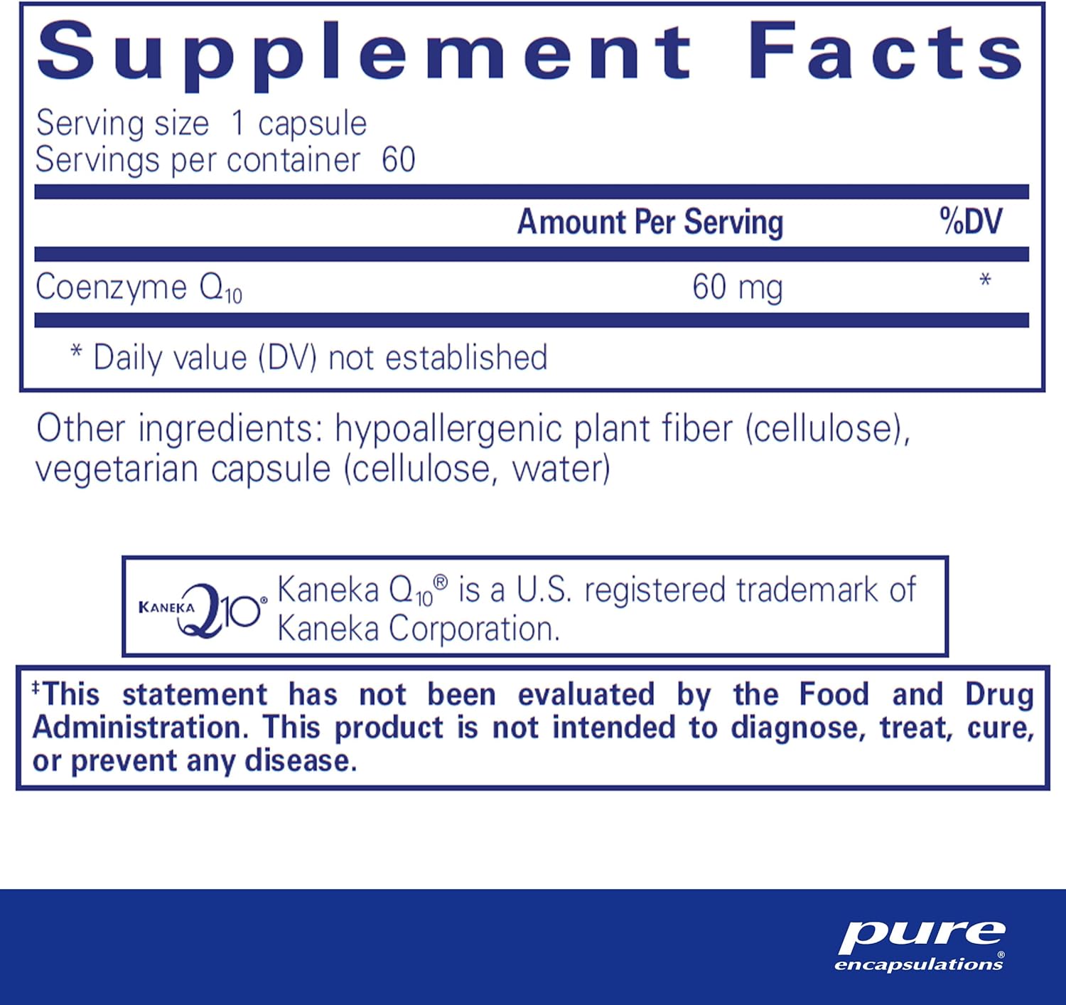 Pure Encapsulations CoQ10 60 mg Capsules for Energy, Antioxidants, Brain Health, Cardio Support - 60 Count