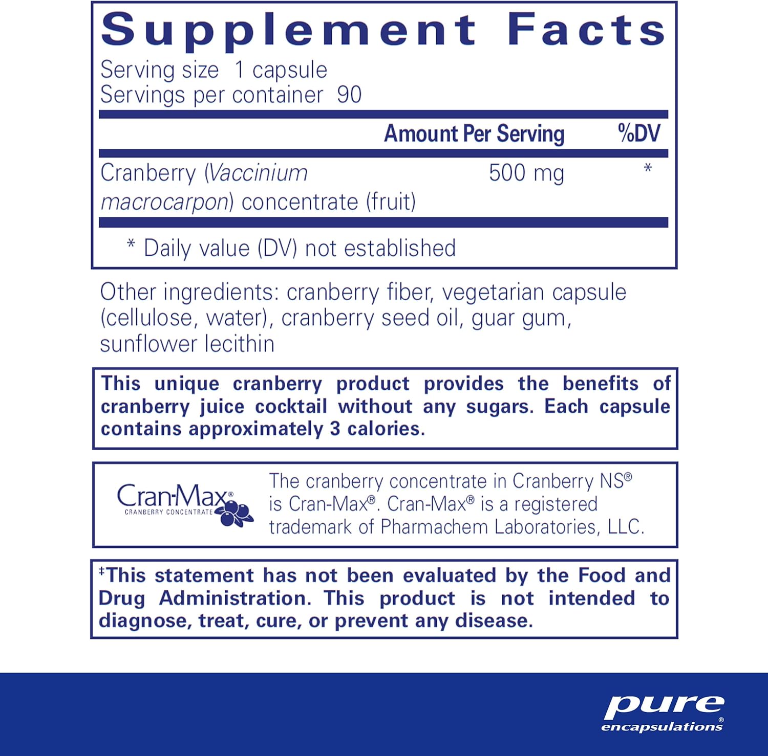 Pure Encapsulations Cranberry NS Capsules for Urinary Tract Health - 90 Count