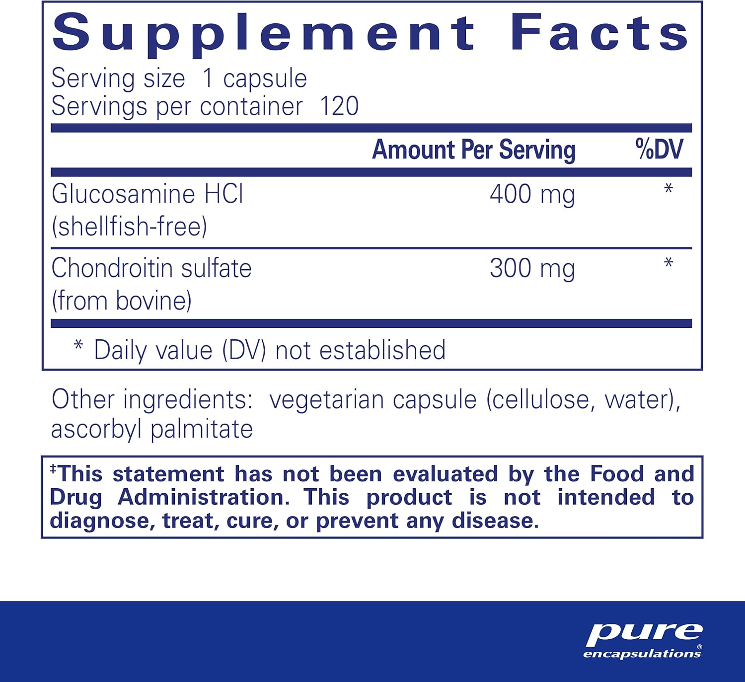 Pure Encapsulations Glucosamine and Chondroitin Supplement for Healthy Joint Function | 120 Capsules | Hypoallergenic Dual-Strength Support