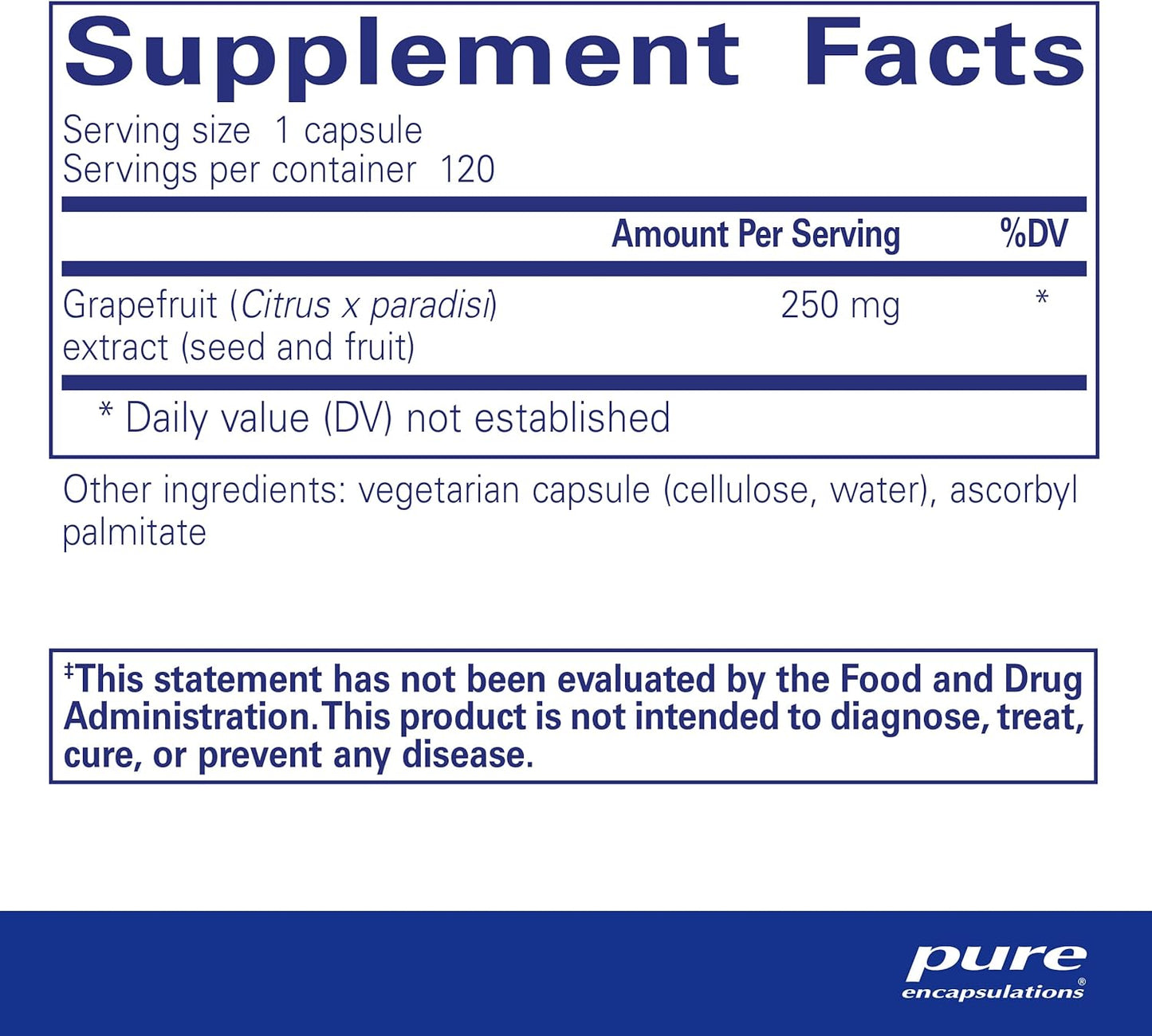 Pure Encapsulations Grapefruit Seed Extract Capsules for Intestinal Health - 120 Count