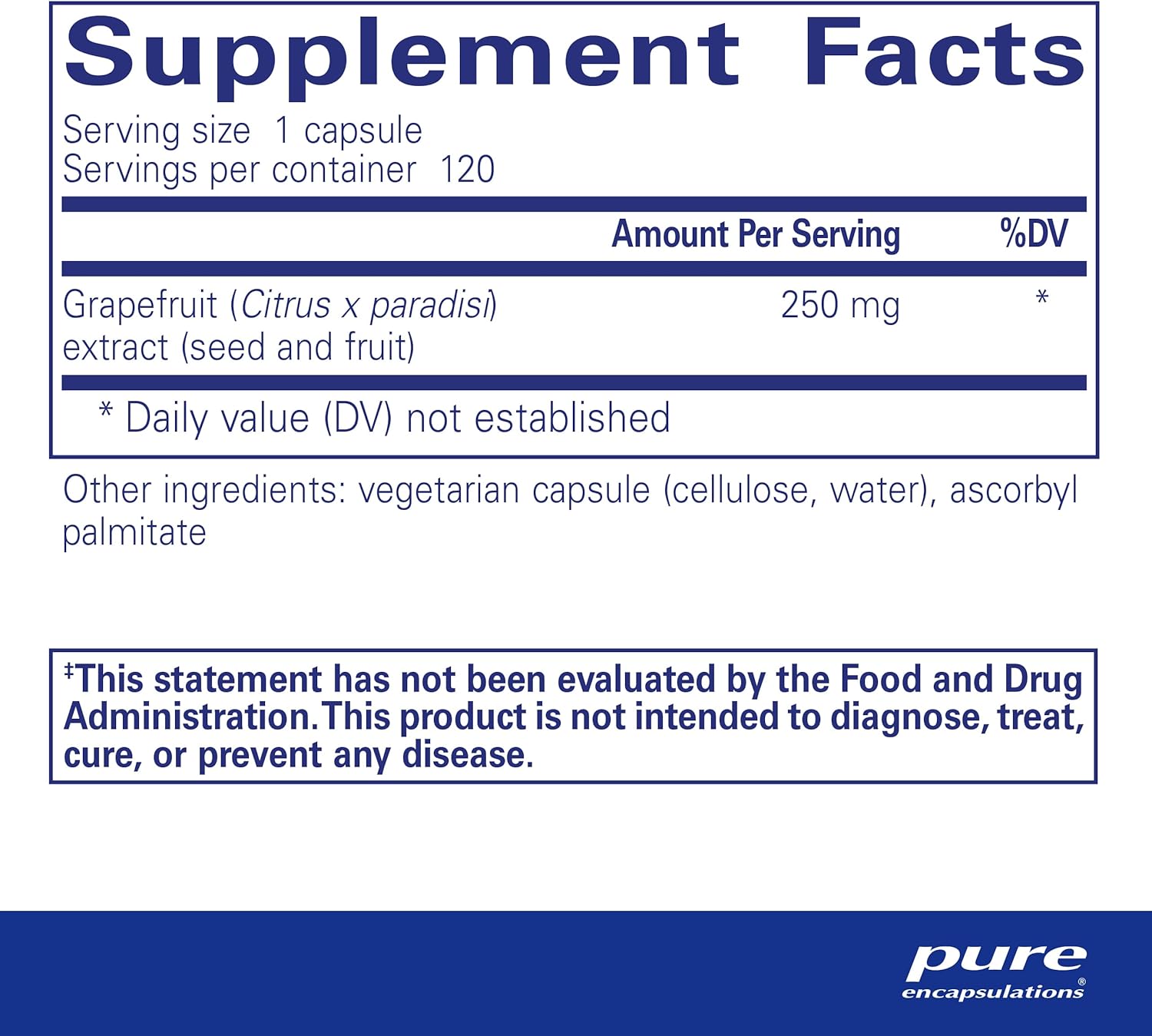 Pure Encapsulations Grapefruit Seed Extract Capsules for Intestinal Health - 120 Count