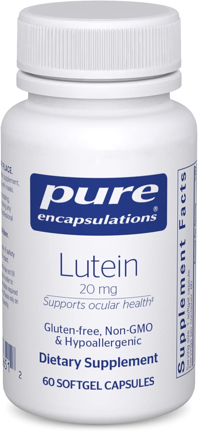 Pure Encapsulations Lutein 20 mg Softgel Capsules for Healthy Visual Function - 60 Antioxidant Support Hypoallergenic