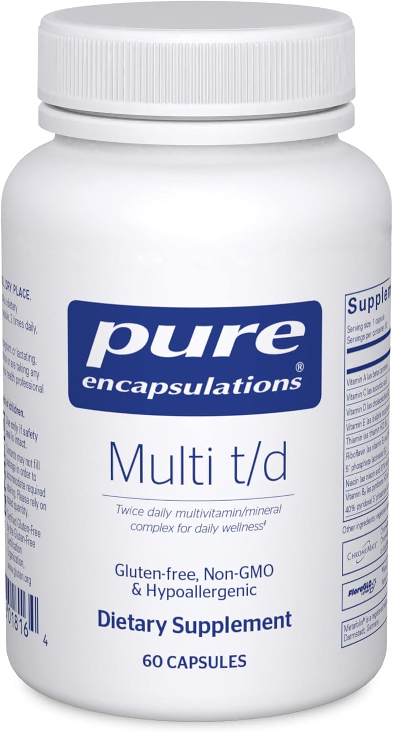 Pure Encapsulations Multi T/D - Daily Wellness Multivitamin & Mineral Supplement - Supports Cardiovascular & Immune Health - 60 Capsules