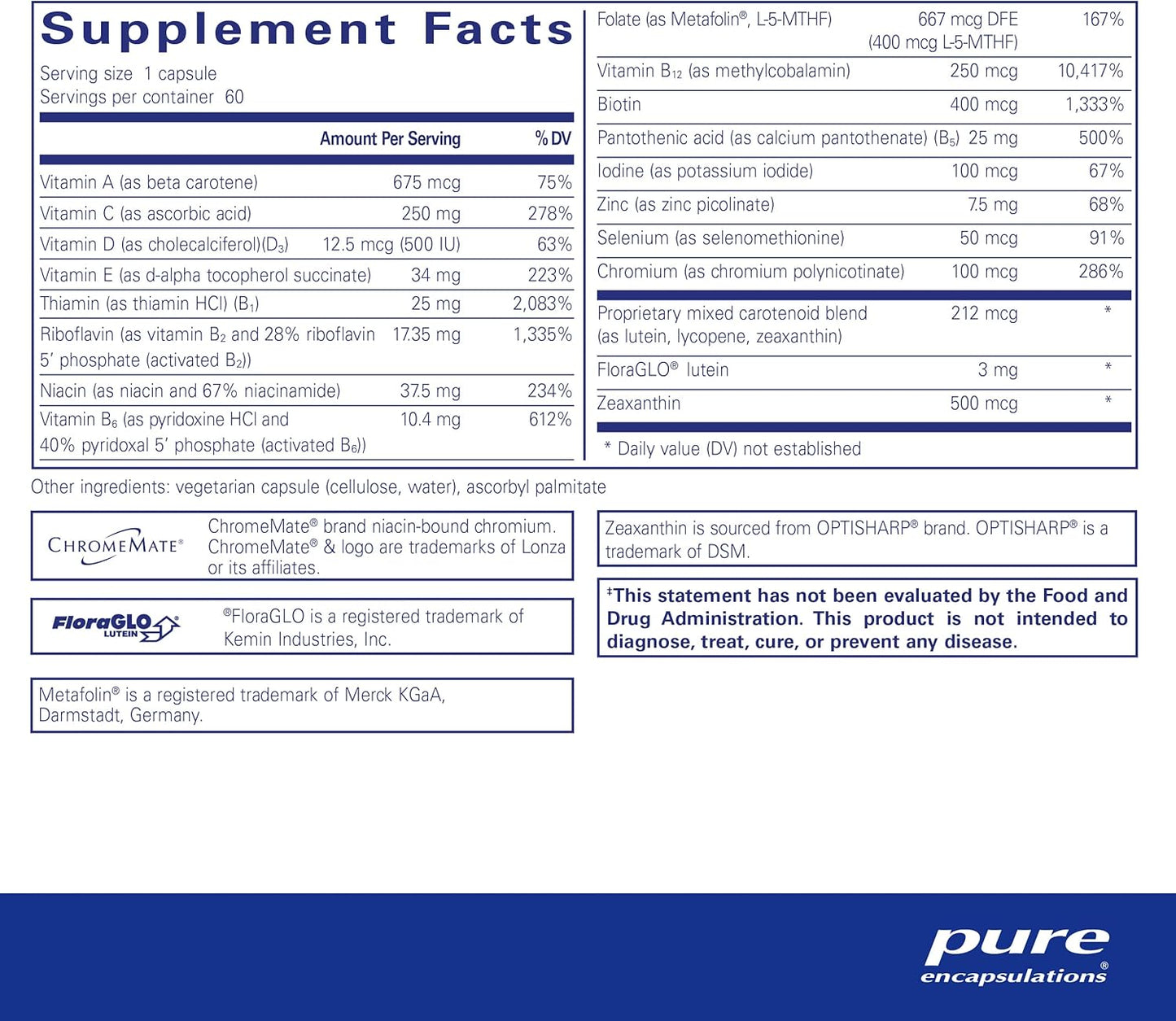 Pure Encapsulations Multi T/D - Daily Wellness Multivitamin & Mineral Supplement - Supports Cardiovascular & Immune Health - 60 Capsules