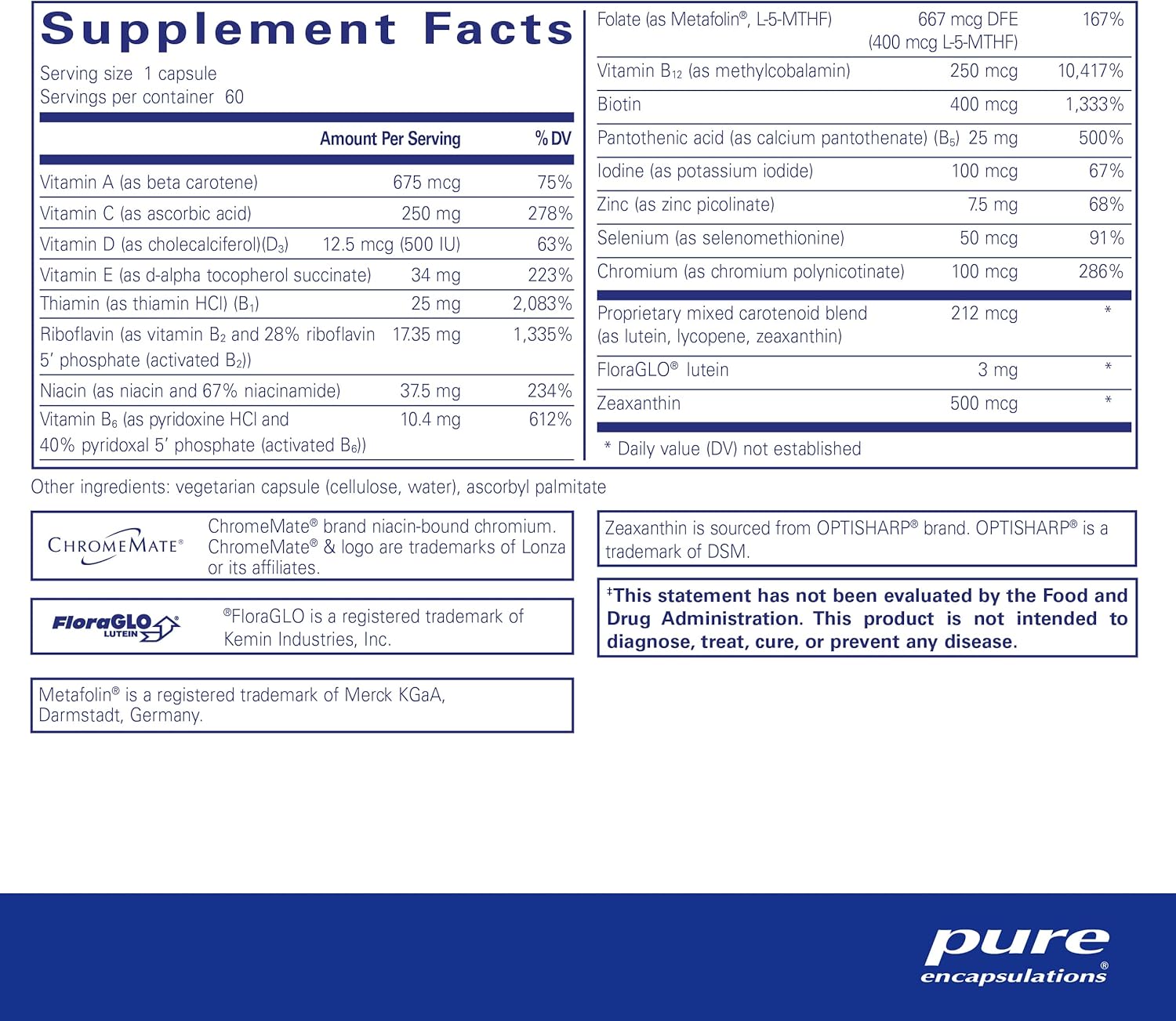 Pure Encapsulations Multi T/D - Daily Wellness Multivitamin & Mineral Supplement - Supports Cardiovascular & Immune Health - 60 Capsules
