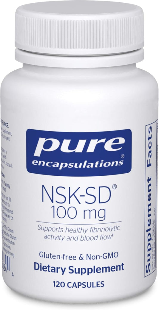 Pure Encapsulations NSK-SD 100 mg Nattokinase Capsules for Healthy Blood Circulation - Supports Fibrinolytic Activity - Gluten Free & Non-GMO - 120 Count