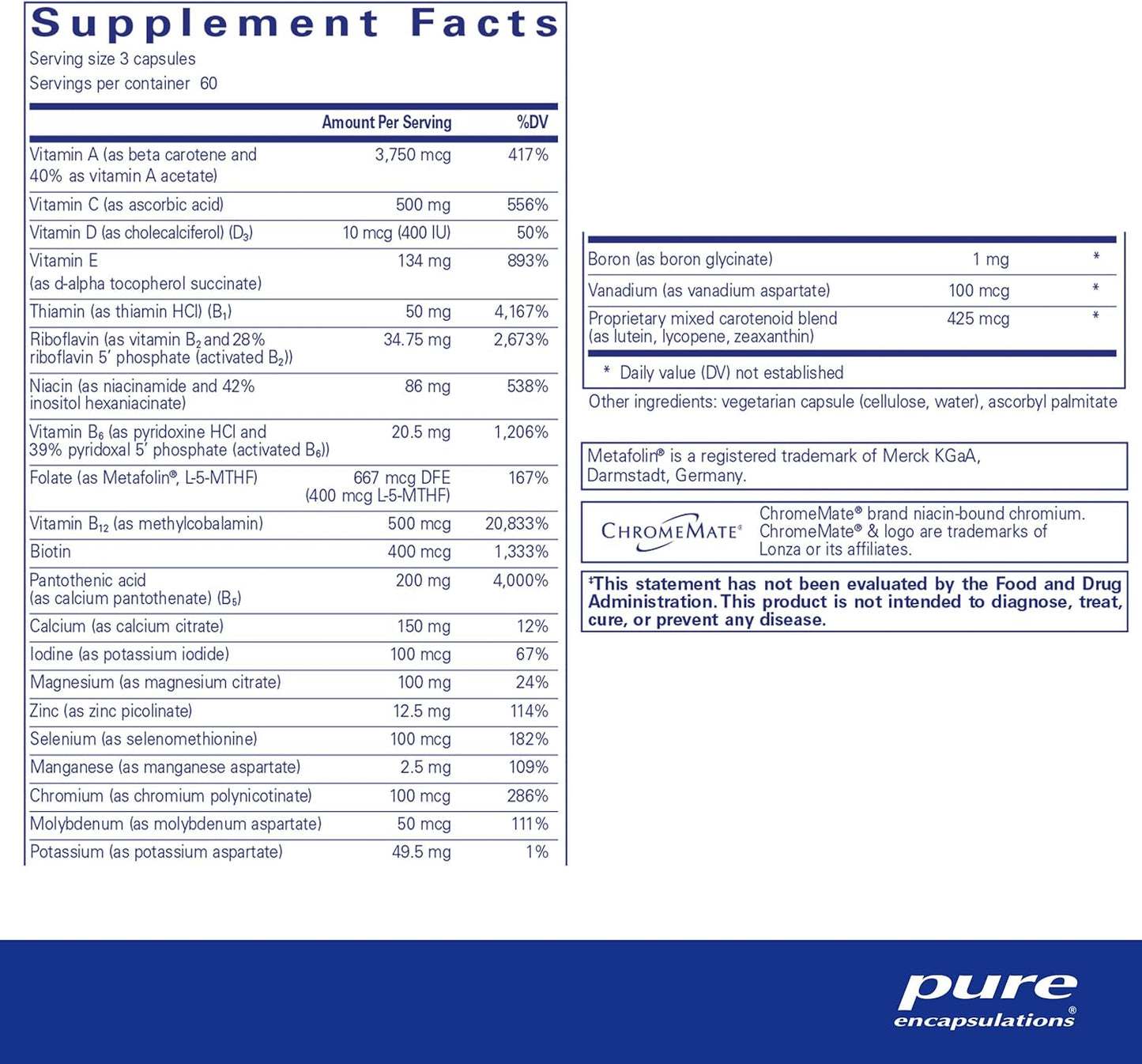 Pure Encapsulations Nutrient 950 A - Copper & Iron Free | Hypoallergenic Multi-Vitamin/Mineral Formula | 180 Capsules for Optimal Health