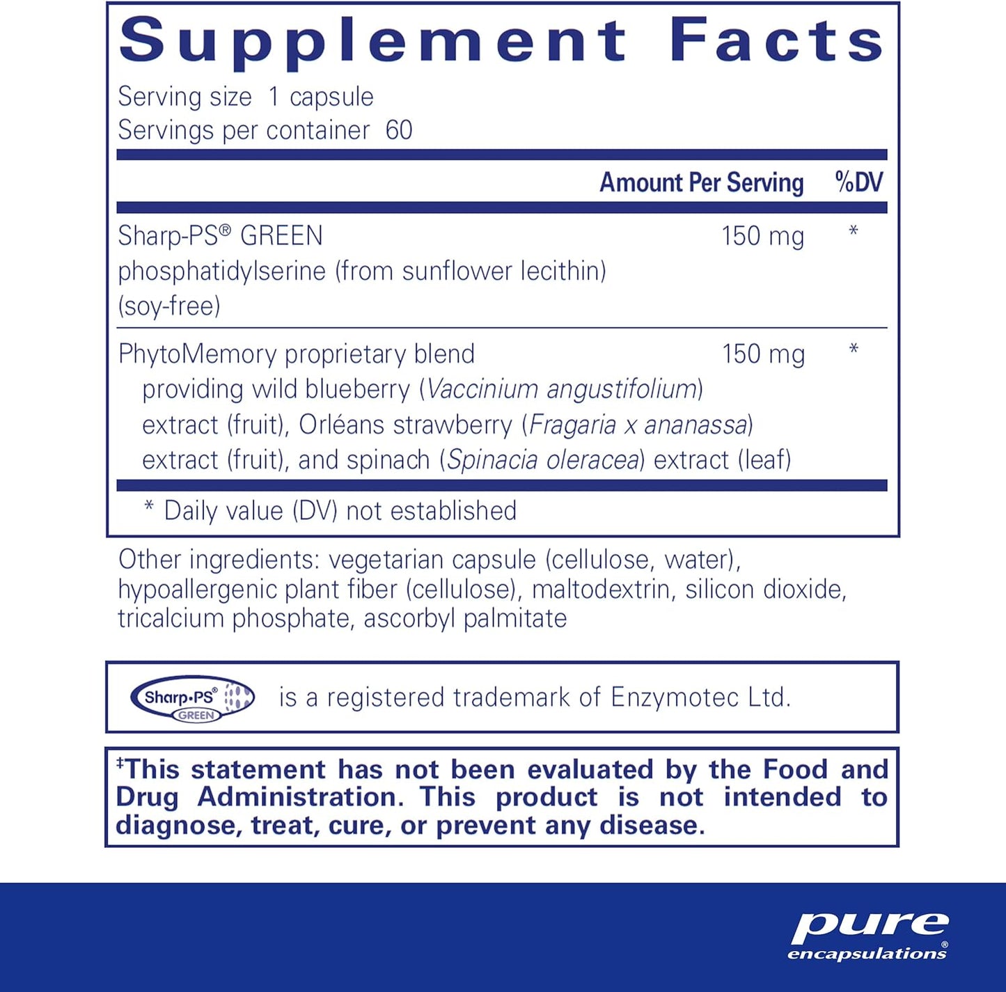 Pure Encapsulations PS Plus - Memory and Cognitive Function Support - 60 Capsules