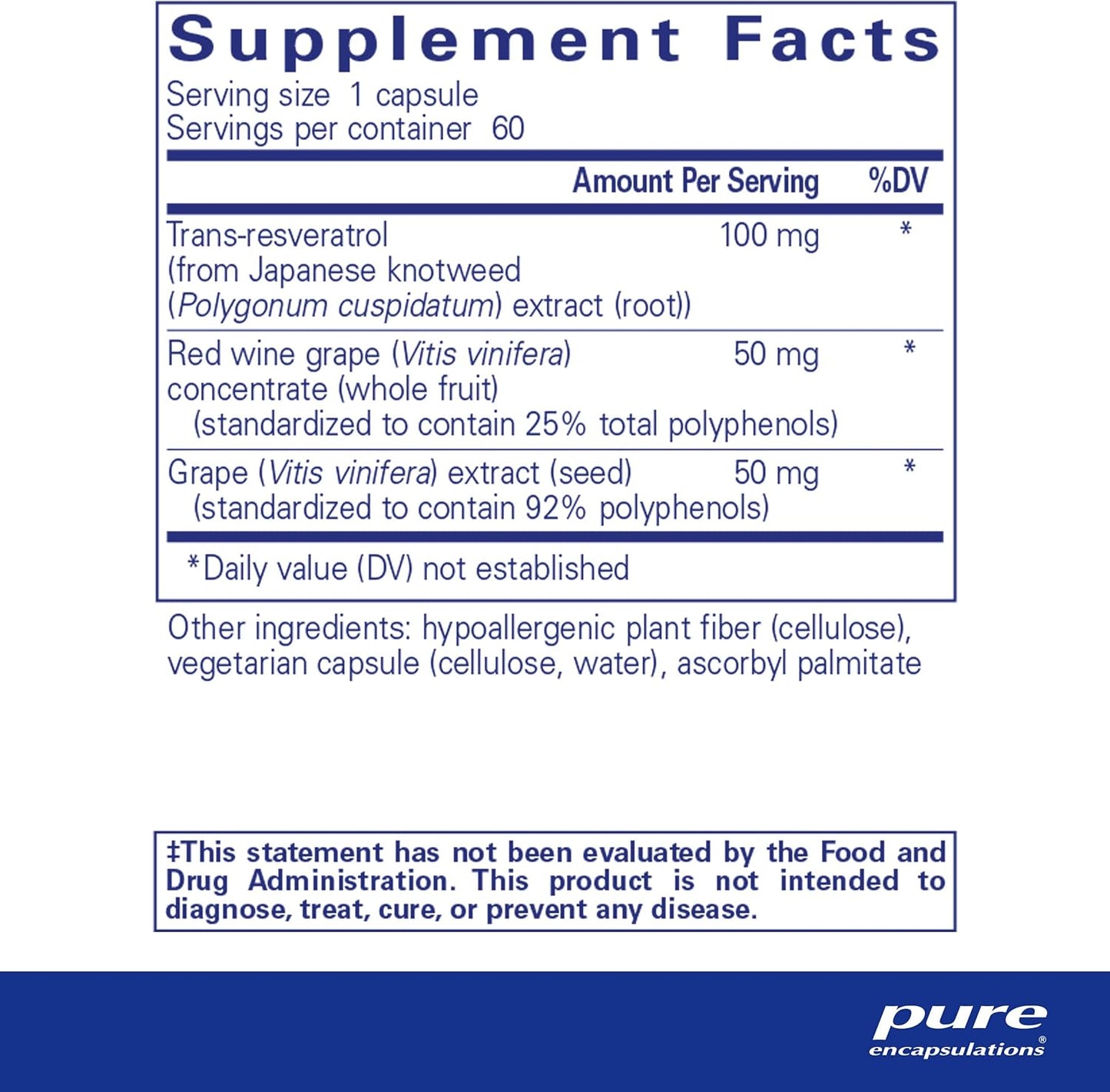 Pure Encapsulations Resveratrol EXTRA 100mg Capsules - Supports Cellular & Cardiovascular Health - Antioxidant Supplement - Non-GMO & Gluten-Free