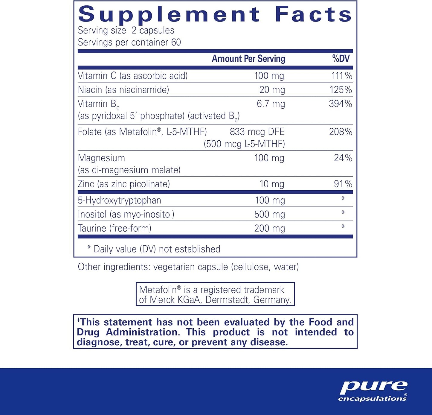 Pure Encapsulations SeroPlus: Hypoallergenic Serotonin Support for Moderate Stress - 120 Capsules