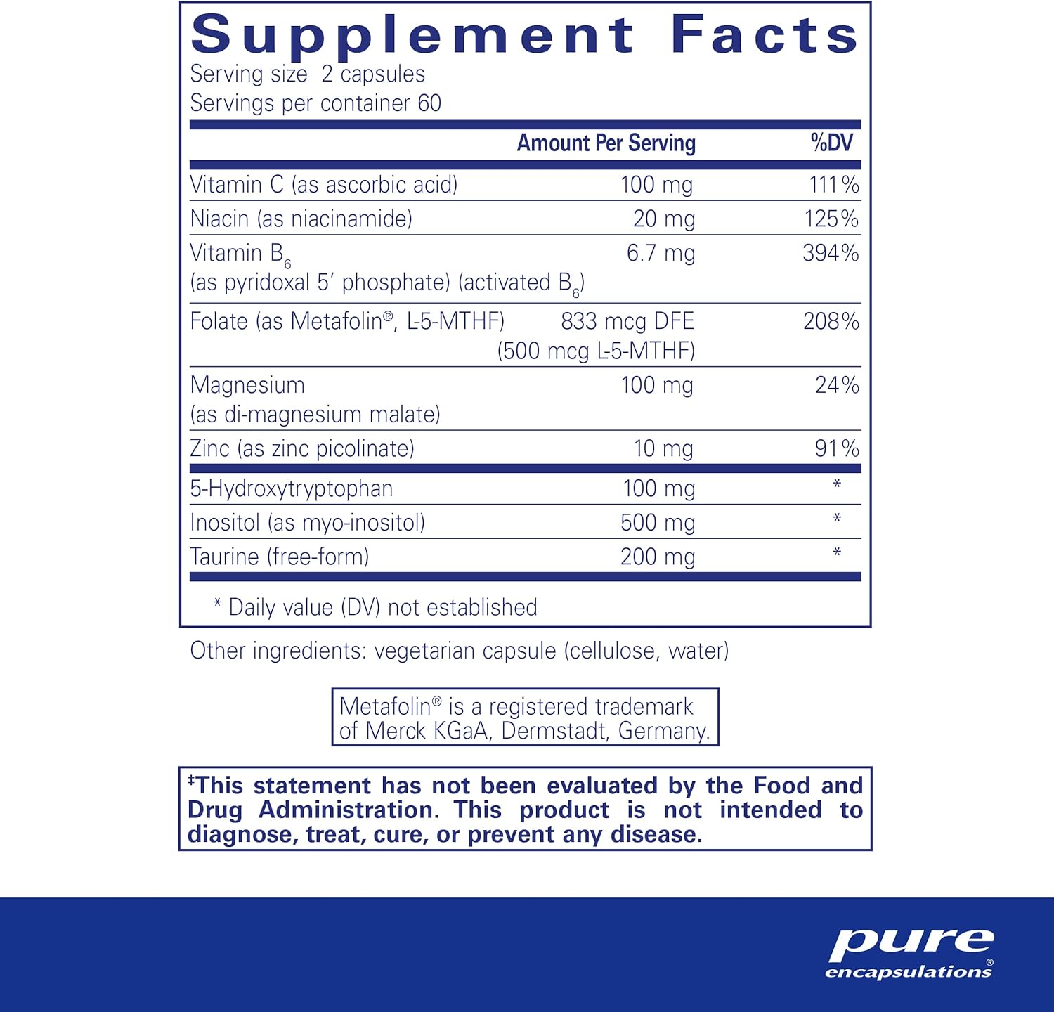 Pure Encapsulations SeroPlus: Hypoallergenic Serotonin Support for Moderate Stress - 120 Capsules