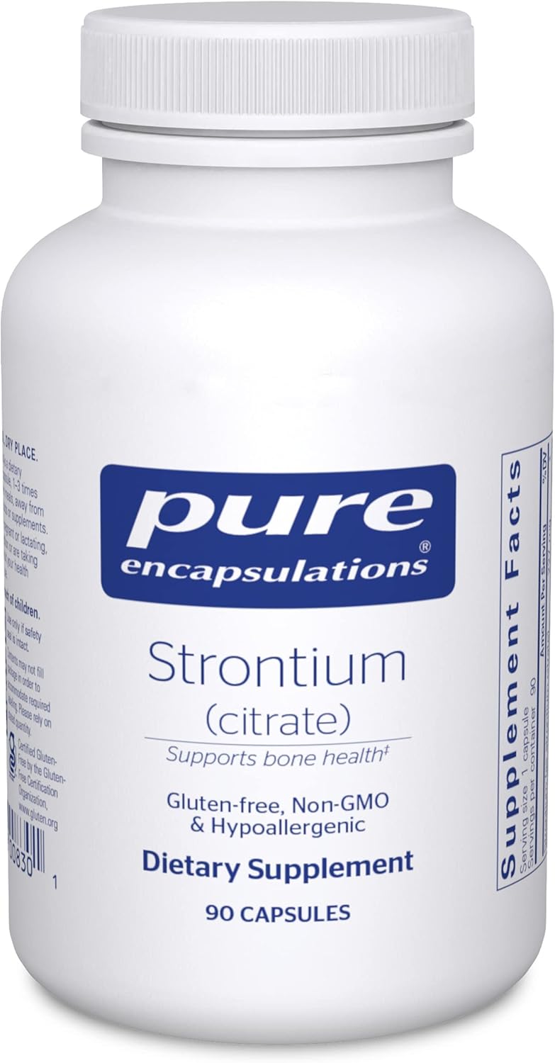 Pure Encapsulations Strontium Citrate Capsules - Hypoallergenic Bone Health Support Supplement - 90 Count