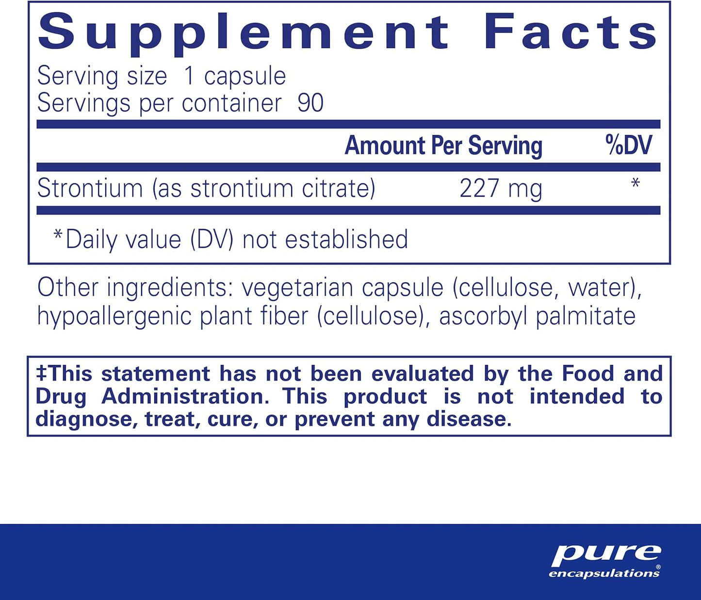 Pure Encapsulations Strontium Citrate Capsules - Hypoallergenic Bone Health Support Supplement - 90 Count