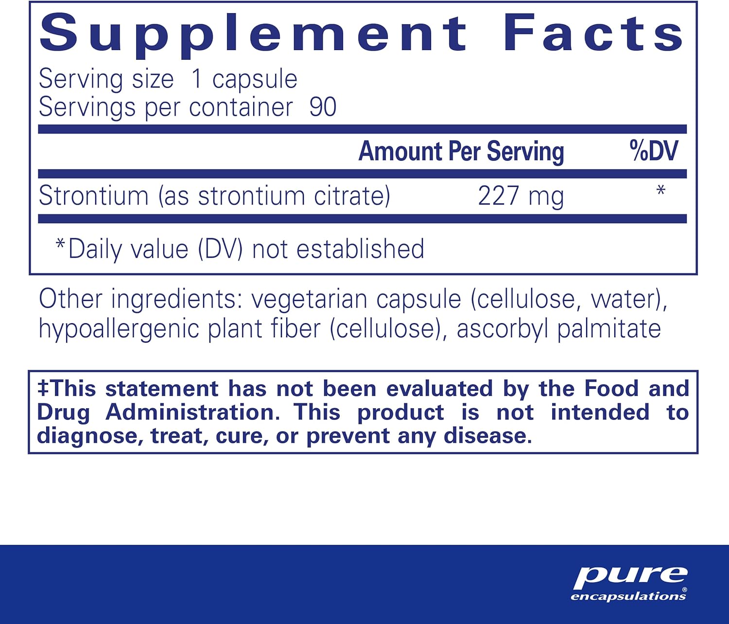 Pure Encapsulations Strontium Citrate Capsules - Hypoallergenic Bone Health Support Supplement - 90 Count