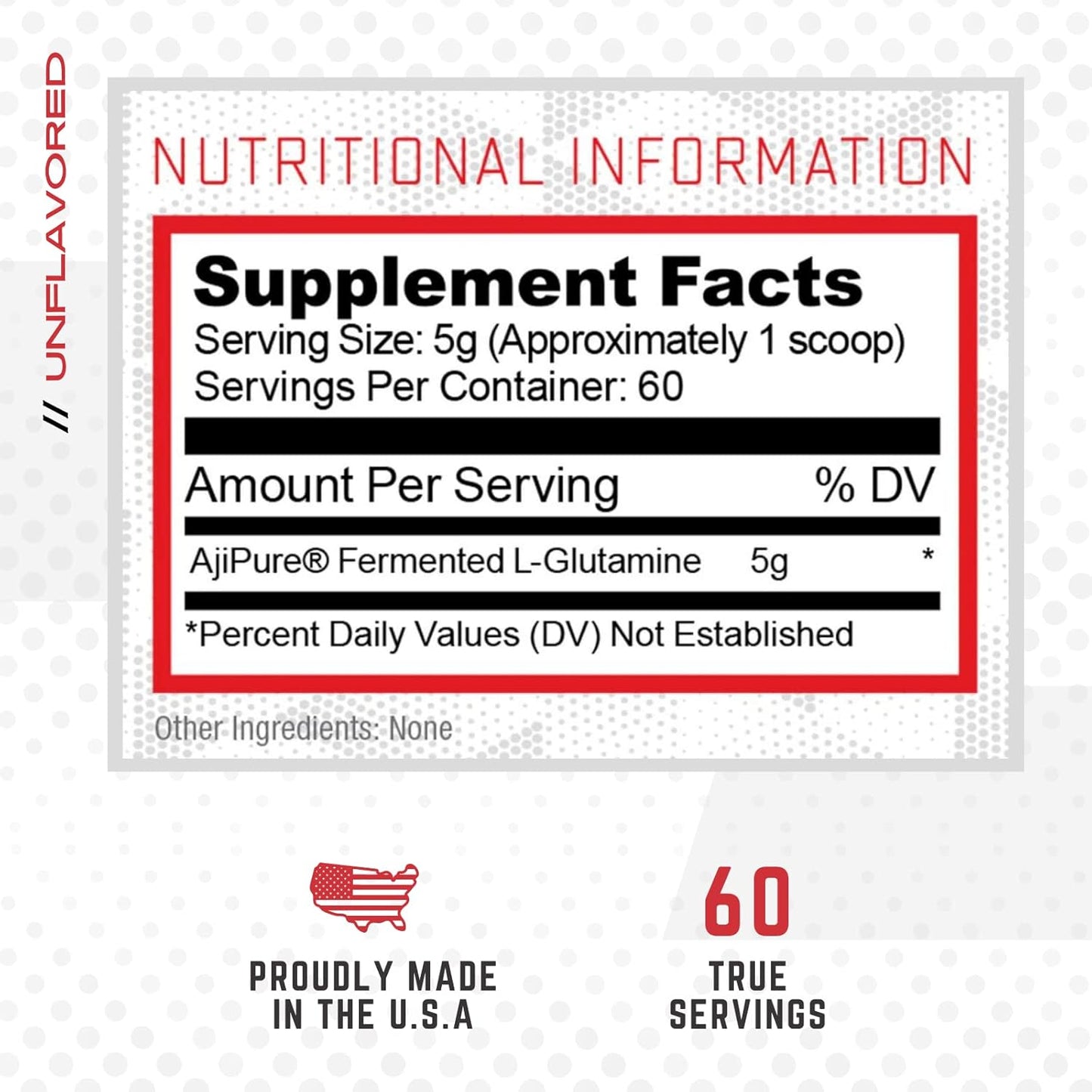 Pure Fermented L Glutamine Powder for Recovery, Hydration, Volume, & Gut Health - 60 Servings